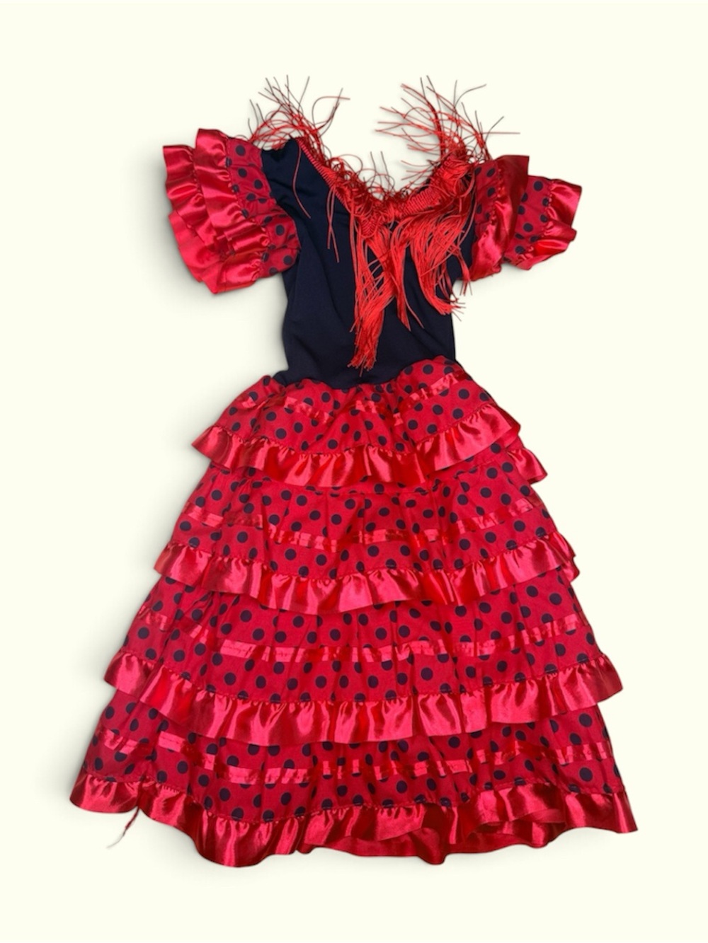 Girls Flamenco Style Red & Black Polka Dot Dance Costume (4)